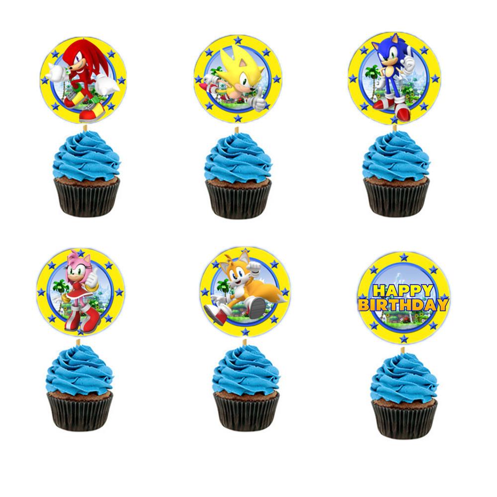 Набор украшений для дня рождения Соника с яркими баннерами, топперами для торта и воздушными шарами