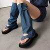 Европа, Америка, весна и лето носят больше женских ботинок, носки, личность, крутые ботинки на толстой подошве, деним две туфли