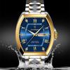 2024 New Curved Dial Men's Watch Waterproof Luminous Fashion Watch Calendar Steel Strap Tonneau Dial Watch