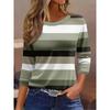 Women's 3D Printed Striped Printed T-shirt Fashion Long Sleeve Round Neck Regular Tops Holiday Weekend Spring and Autumn