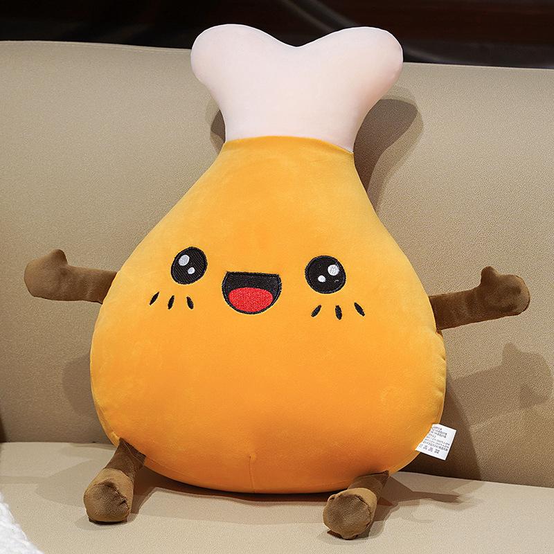 40~50cm Squishy Food Plush Pillow Down Cotton Hot Dog Corn Ice Cream Fried Chips Hamburger Tea Back Support Plushie Decor Gift