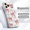 Магнитный Чехол Для Magsafe Для iPhone 17 Pro Max Розовые Бантики Узор Кожаное Ощущение Обложка Для iPhone 16 15 14 13 Pro Max