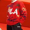 Fila Da Da Dragon Series Новогодний парный вязаный свитер с цветными блоками и забавным рукописным узором, унисекс, легендарно-красный F11U419402F-RD
