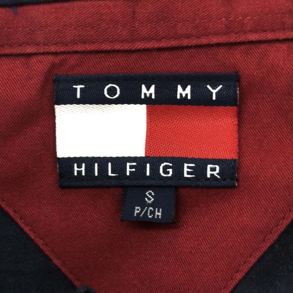 Tommy Hilfiger Мужская рубашка на пуговицах с длинным рукавом, вышивка логотипа Flag Tag 90-х годов, б/у