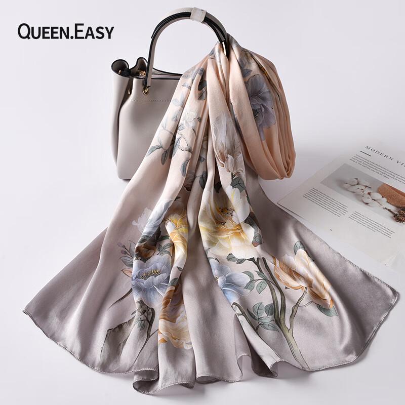 QUEEN.EASY Women's Mulberry Silk Satin Scarf & Shawl