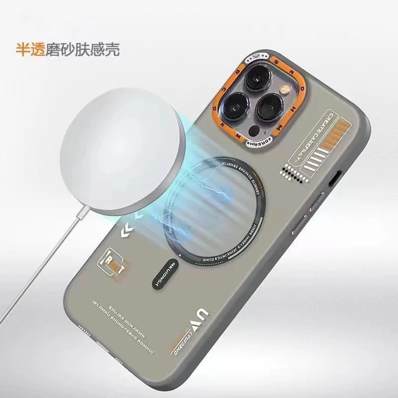 Матовый магнитный чехол для телефона для iPhone 17 16 15 14 13 Pro Max Air Magsafe Беспроводная зарядка Матовый металлический ободок для камеры Крышки кнопок