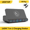 Ueetop 160 Вт USB-станция для зарядки Беспроводная зарядка 65 Вт PD PPS 45 Вт GaN Зарядное устройство Быстрое зарядное устройство для ноутбука Планшета iPhone 15 Samsung
