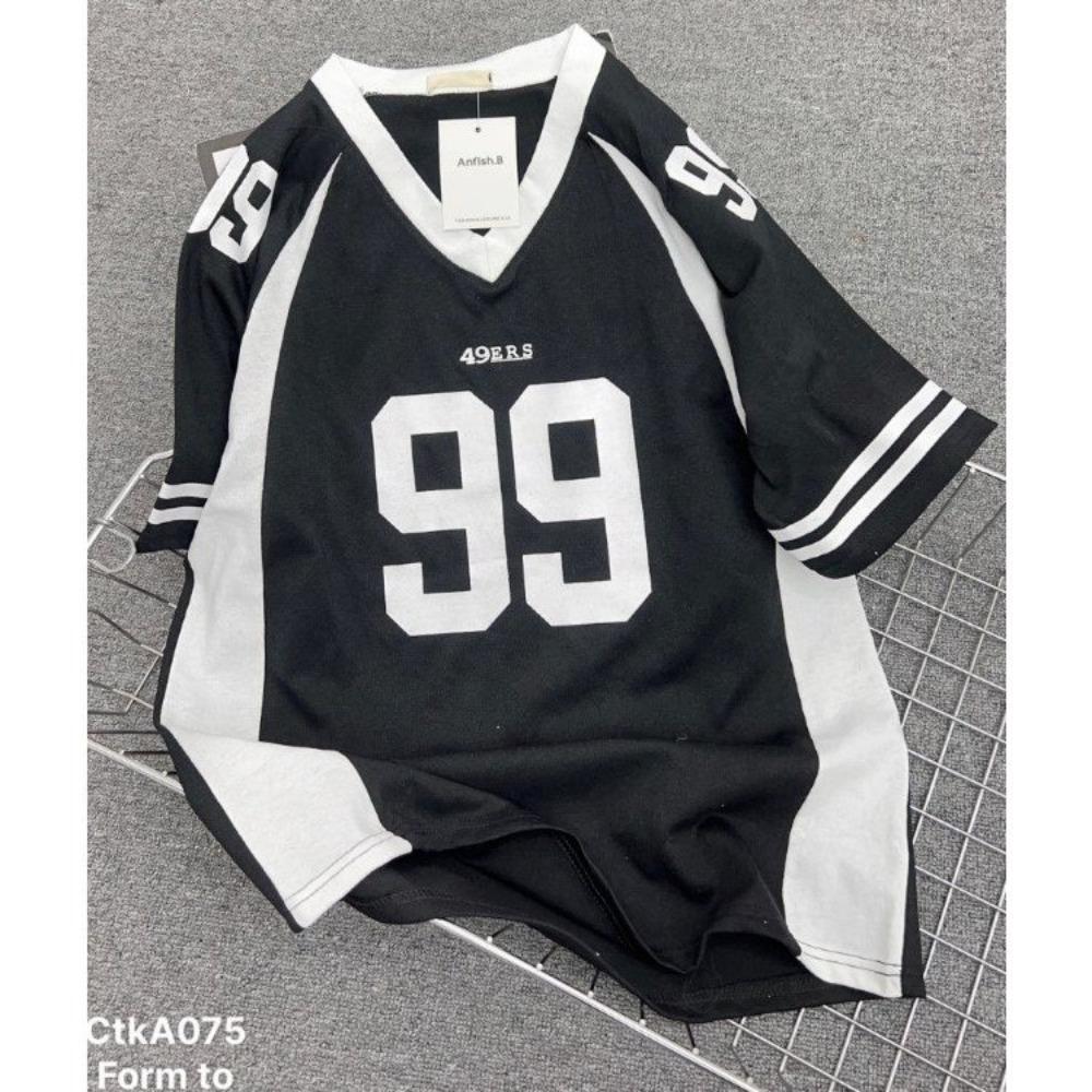 Мужская и женская футболка без рукавов номер 99 корейский стиль хлопок воротник широкий унисекс супер красивый тренд