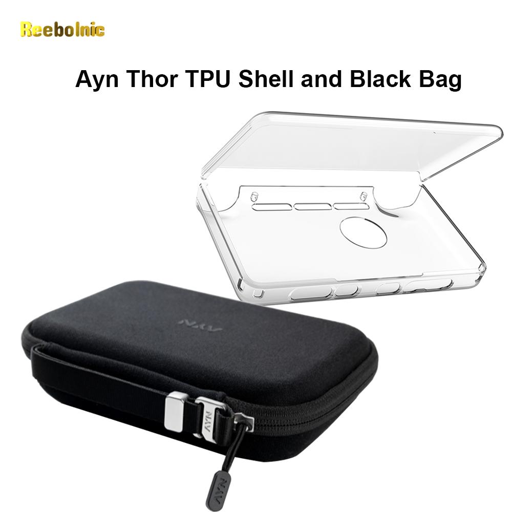 Reebolnic Ayn Thor TPU Shell and Black Bag for Dual Screen Flip Game Console AYN THOR Official Accessories Storage Bag Portable