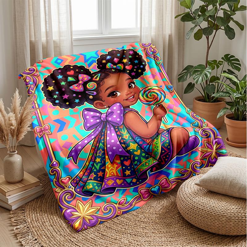 Candyland Adventure blanket Personalized Name Flannel Blanket Soft Cozy Plush Throw for Sofa Bed Lightweight Home Decor