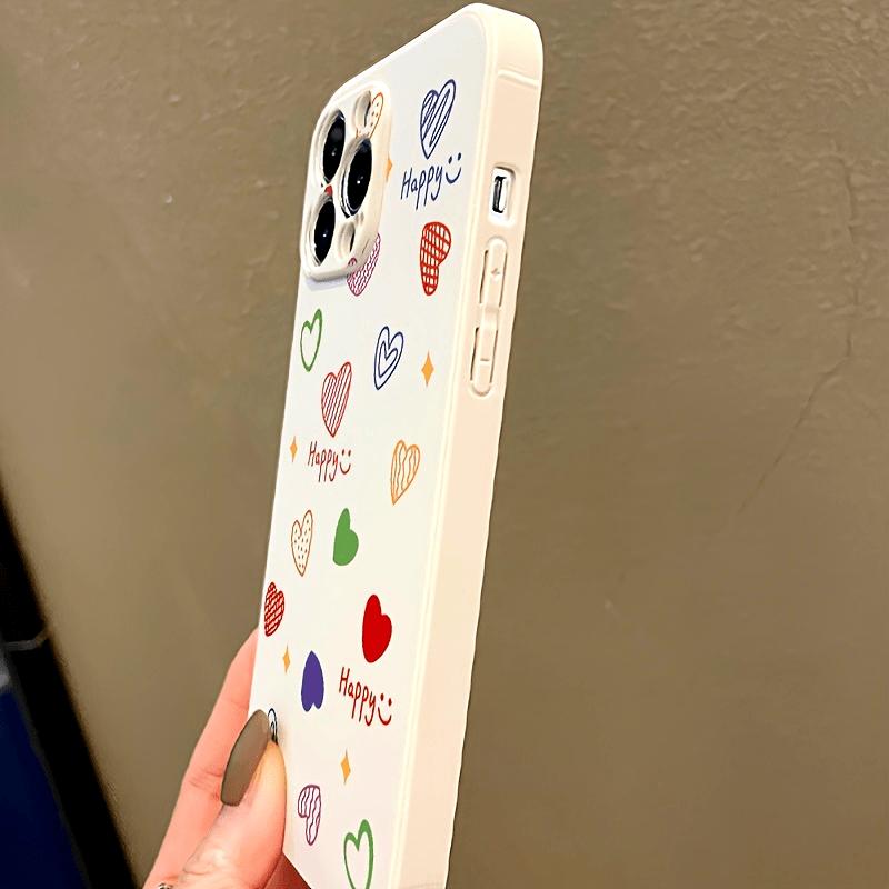 Счастливый дизайн чехла для телефона в форме сердца, подходящий для iPhone 17 16 15 14 13 12 11 Pro/ Max /Plus, противоударная задняя крышка
