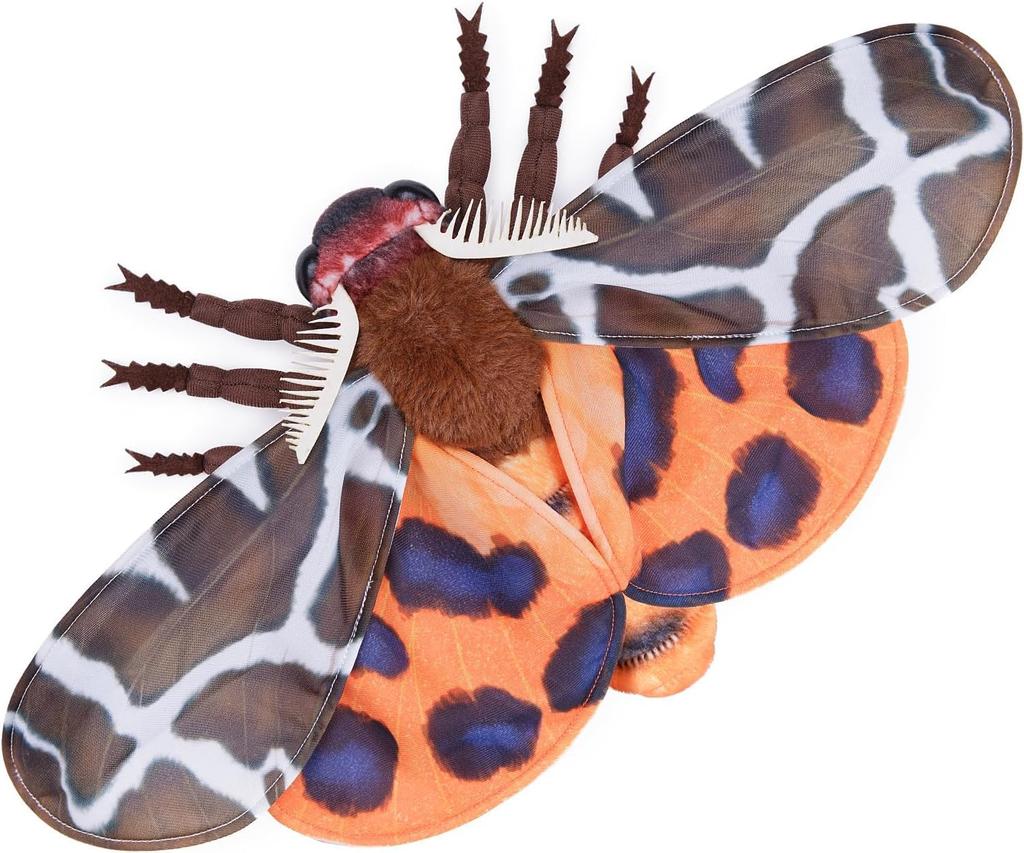 ZHONGXIN MADE Garden Tiger Moth Plush Toy, Realistic 11-inch Large Winged Moth Stuffed Animal, Soft and Unique Gift, Collectible, Decorative Gift for