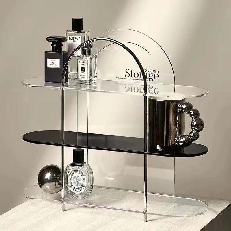 Ins Акриловая косметическая стойка для хранения духов, средств по уходу за кожей, стеллаж для хранения украшений для дома, настольная полка для гостиной