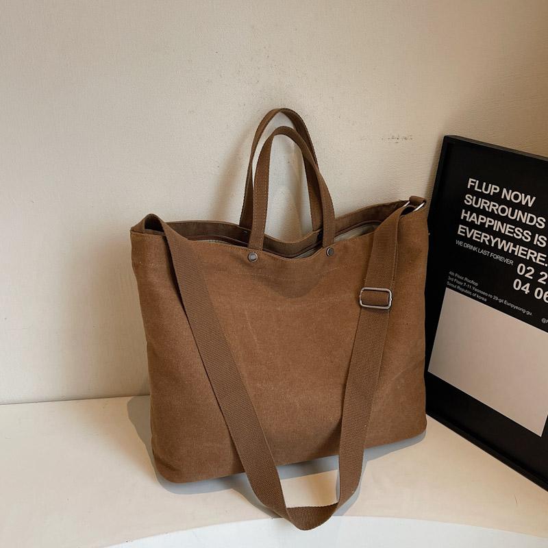 Холщовая сумка женская большая вместительная сумка через плечо студенческая однотонная сумка через плечо для поездок на работу