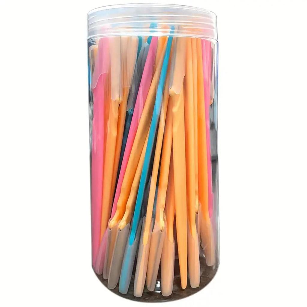 66-Piece Anti-Scratch Eyebrow Razor Set with Safety Net for Beauty Salons