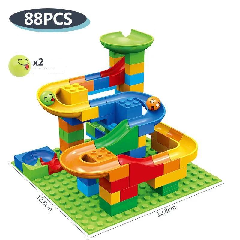 84-514 шт., небольшие мраморные блоки для бега, лабиринт, шариковая дорожка, строительные блоки, пластиковая воронка, горка, сборка, кирпичи «сделай сам», детский подарок