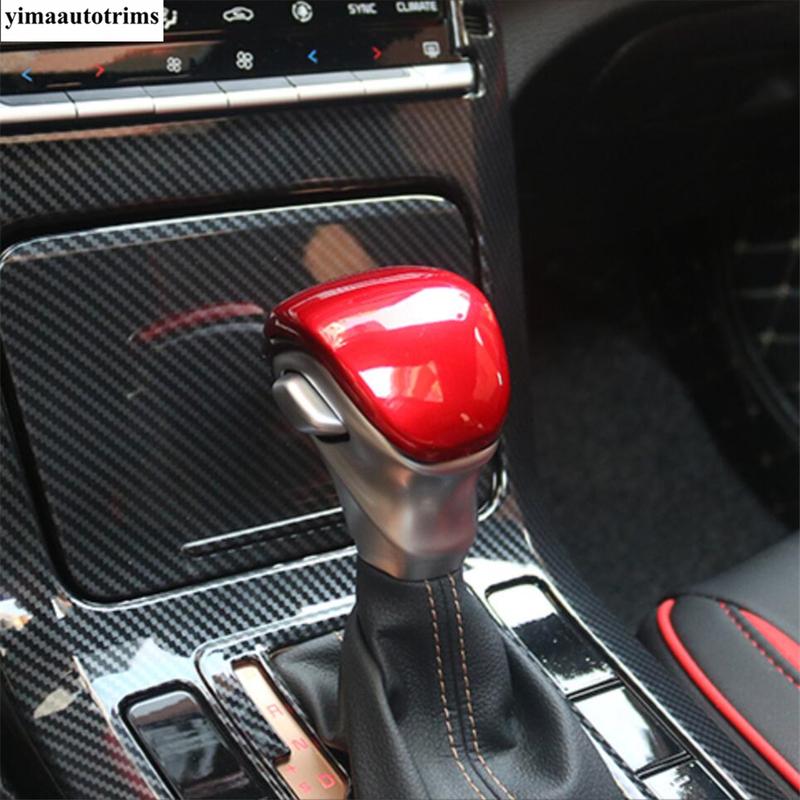 Car Gear Lever Head Shift Knob Decor Cover Trim For Kia Sorento MQ4 ABS Carbon Fiber / Red Interior Accessories