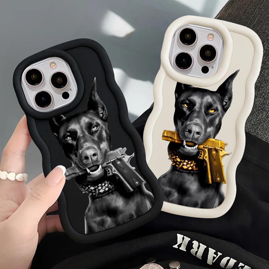 Чехол для iPhone 8 12 15 Plus 16 Pro Max 14 11 XR 13 17 Air Мягкий чехол для телефона Модный Доберман