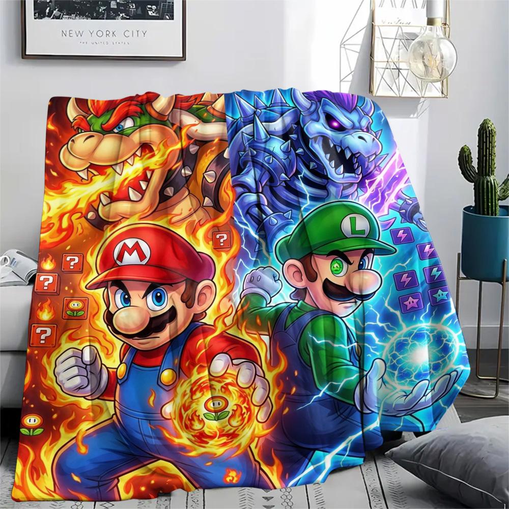 Super Mario Print Flannel Blanket, Ultra Soft High Quality All Seasons Warm Throw, Home Decor Cozy Blanket, Perfect Christmas Gift