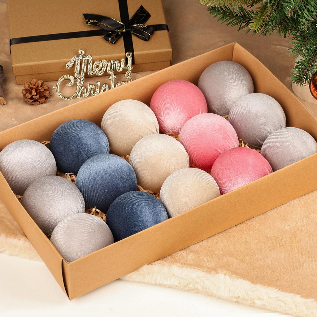 StarryLights Christmas bauble set - velvet baubles in pastel colors