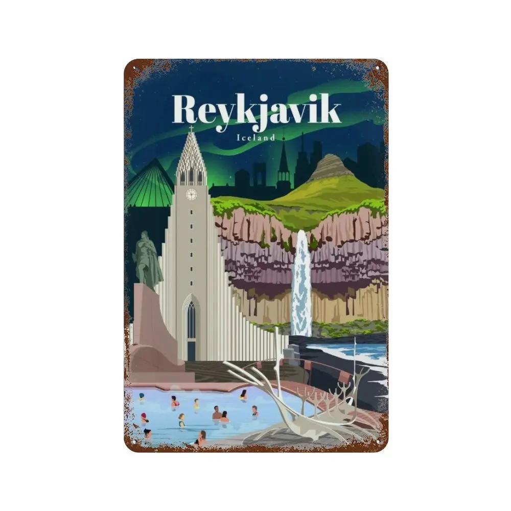 Амстердам Лондон Исландия Бали Путешествия Плакат Металлическая Жестяная Вывеска Табличка Ретро Таблички Для Клуба Человек Пещера Бар Отель Домашний Кафе Настенный Декор