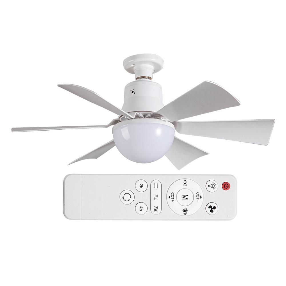 Ceiling Fan Light with Remote Socket Ceiling Fan Timing Light Bulb Fan 3 Gear Wind Speed 6 Blades for Living Room Bedroom
