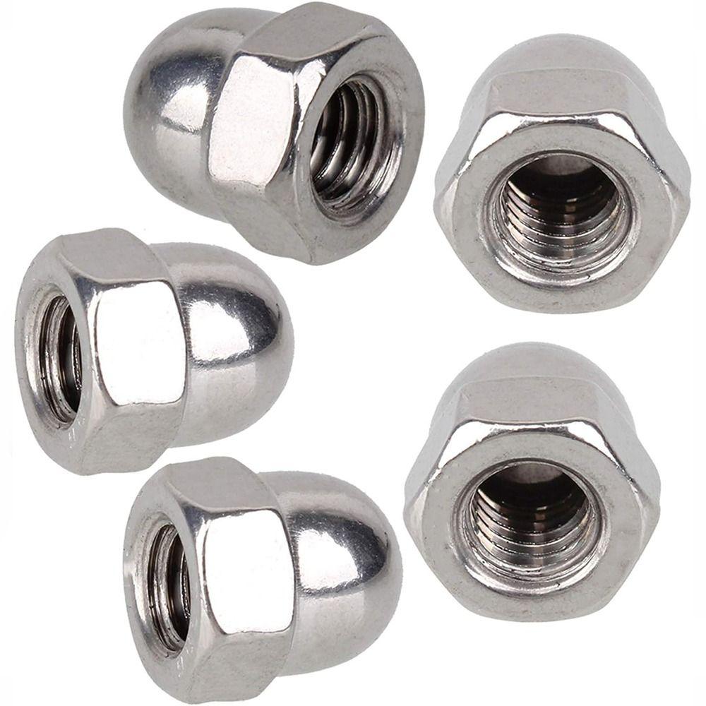 10Pcs Silver Dome Head Nuts M6 Thread Dia Acorn Cap Nuts Practical Hardware Nuts Fasteners