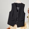 Women Business Vest V Neck Sleeveless Solid Color Single-breasted Business Commute Style Cardigan Suit Coat