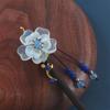 Elegant Disk Hair Hanfu Women Tassel Hair Sticks Hair Accessories Wooden Hair Fork Flower Hairpins