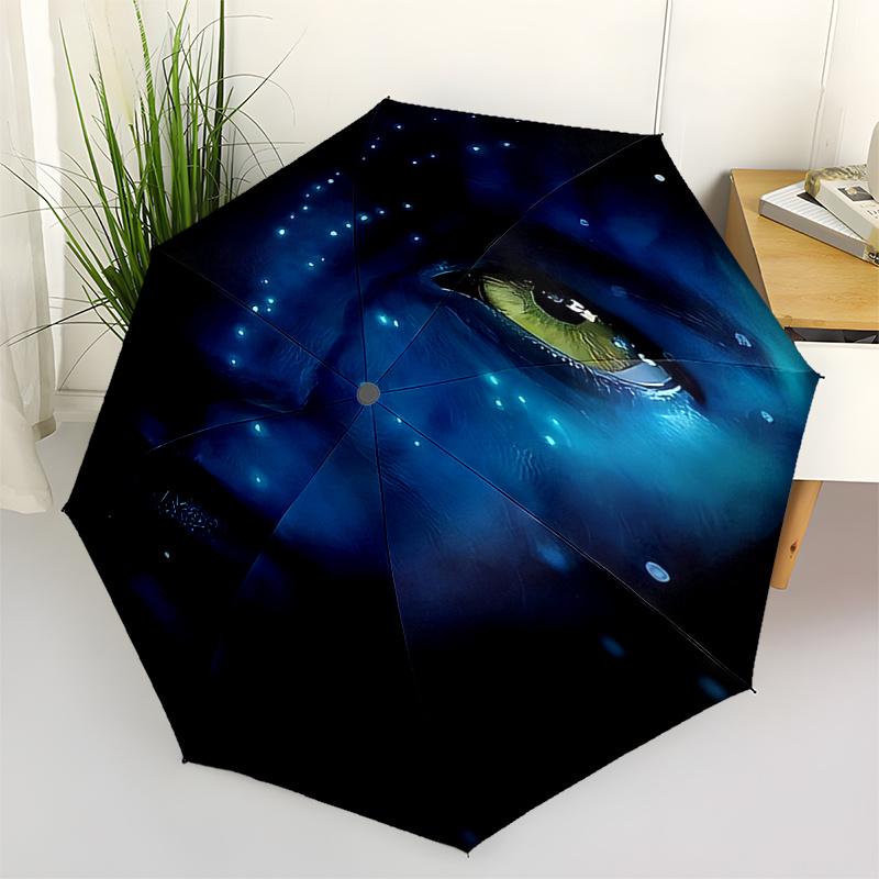 Avatar Inspired Blue Light Up Umbrella with Automatic Opening and Closing, Foldable Design, 8 Rib Iron Frame, Perfect for Fans, Travelers, D