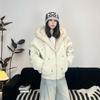 Unisex Winter Hooded PU Leather Padded Jacket Thick Warm Cotton Coat Men Women Loose Fit Casual Outdoor