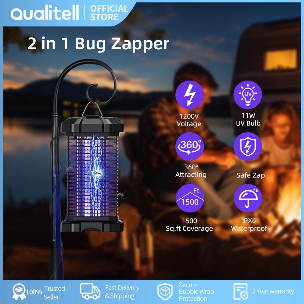 Qualitell 18W UV LED Plug-In Electric Mosquito Killer Lamp Insulated Steel Mesh Bug Zapper 1-Year Warranty Model D3