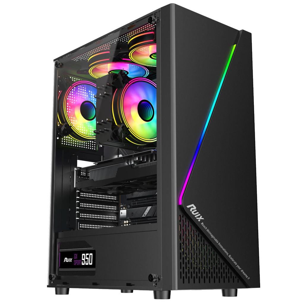 RGB Игровой Настольный Корпус с Боковым Окном и Цветной Светодиодной Лентой
