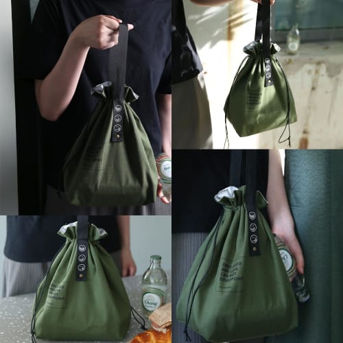 KALOLINNA Lunch Bag, Insulated Cotton Canvas Fabric with Aluminum Foil Interior, Easy to Carry, Insulated Lunch Bag, Simple, Solid Color, Stylish, Lar