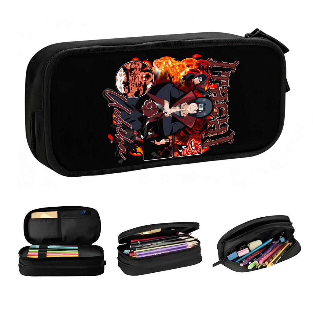 N-Naruto Itachi Uchiha Pencil Cases for Boy Girl Large Capacity Anime Pen Bag Box School Accessories