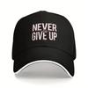 Кепка Never Give Up черная с вдохновляющим текстом NEVER GIVE UP, регулируемая застежка-кнопка, дышащая и легкая