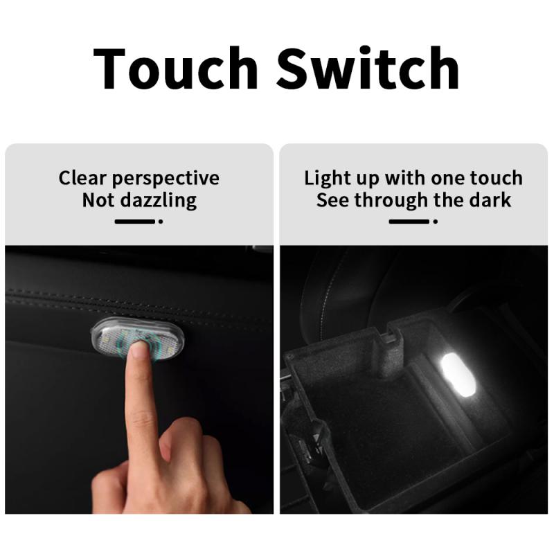 Mini Car Touch Light For Floor Trunk Hood Ceiling USB Rechargeable Magnetic Ambient Lamp Auto Interior Reading Light