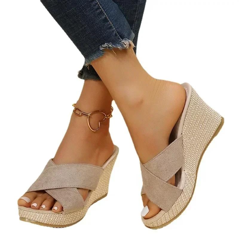 Модная летняя обувь для женщин, новые женские туфли с открытым носком, на танкетке, на платформе, женские повседневные туфли на высоком каблуке, женские сандалии