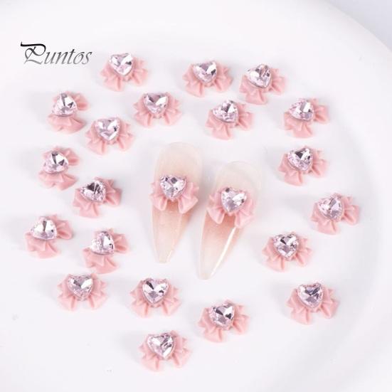10 шт., украшения для ногтей, 3D сердце, искусственный кристалл на розовом банте, подвески для дизайна ногтей, стразы, чехол для телефона, аксессуары для декора, принадлежности для маникюра