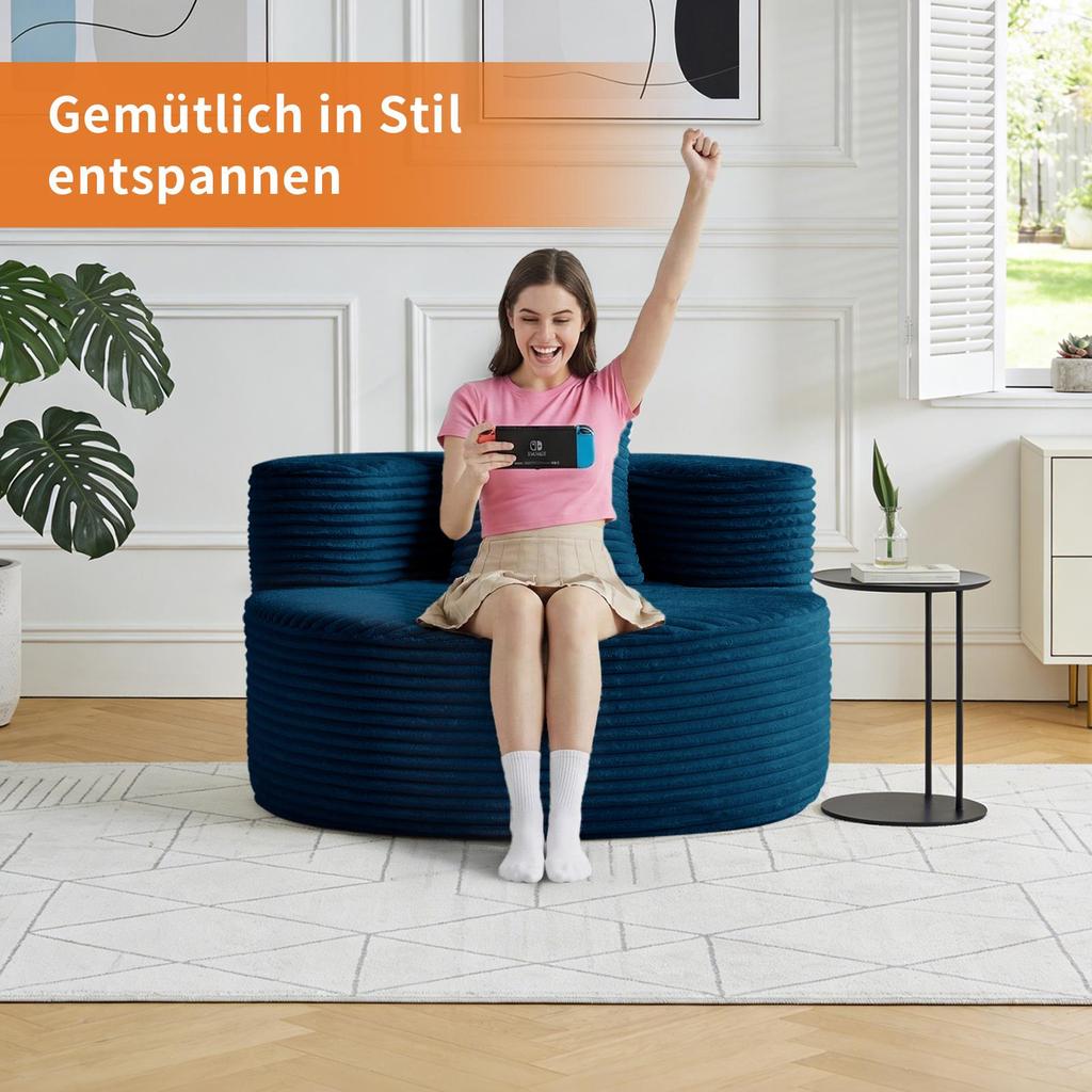 Ultra-soft single sofa with backrest, high-resilience foam.