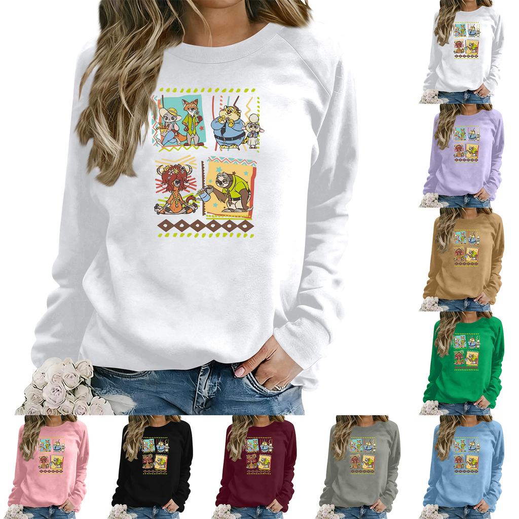 Women's Fashion Casual Long Sleeve Loose Printed Sweatshirt