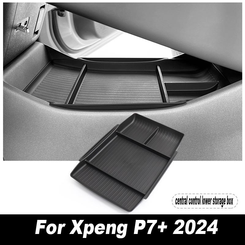 Car Central Storage Box for Xpeng P7+ 2025 Cup Holder Dashboard Tray Car Door Organizer Tidying Black Interior Accessories TPE