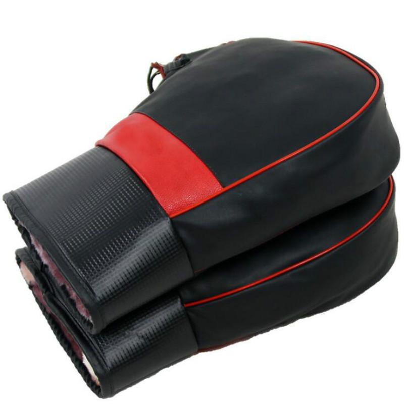 1 Pair Universal Motorcycle Gloves Bike Handle Bar Gloves Pu Leather Winter Warm Scooter Bike Windproof Handle Bar Protector