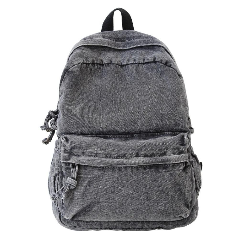 Japanese Style Denim Backpack Street Style Solid Crossbody Bag Portable Vintage Handbag Travel