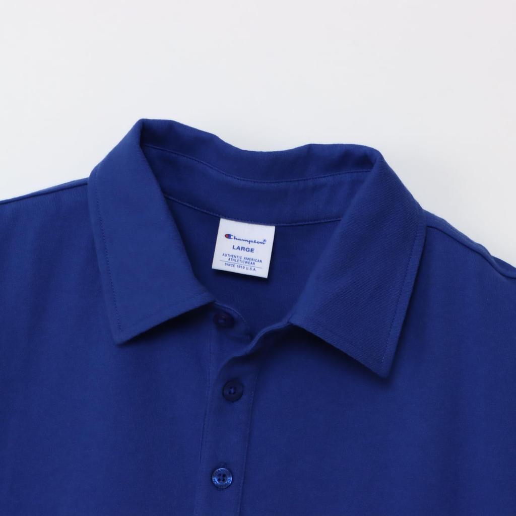 Champion Script Logo Embroidered Basic Polo Short Script Logo Embroidered Polo Shirt XL Shirt, Sleeve, 100% Cotton, C3-X361Z, Men's, Blue,