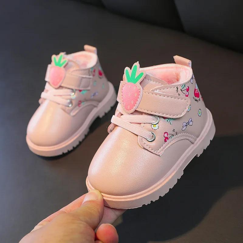 Модные детские зимние сапоги Zapatos NiñaKid Snow Boot Winter Boot Girl Princess shoe Soft Soled Walking Shoe Baby Ankle Boots Fashion Leather Boot Kid Shoe