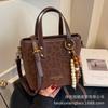 Junior leopard print hand bag women's 2025 new autumn and winter super fire commuter women's bag going out shoulder crossbody bucket bag