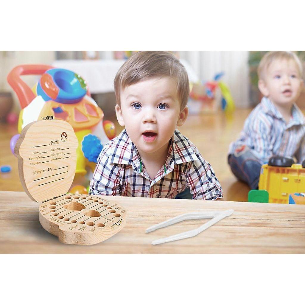 Tooth box wooden deciduous teeth box, wooden deciduous teeth box for boys and girls (girls)