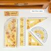 1Set Cartoon Cute Plastic Capybara Ruler High Quality Straightedge Protractor Portable Measuring Tools School Office Supplies