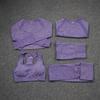 Seamless High Waist Yoga Set Quick Dry Running Scrunch Butt Gym Outfit Women Long Sleeve Sportswear purple 5pcs